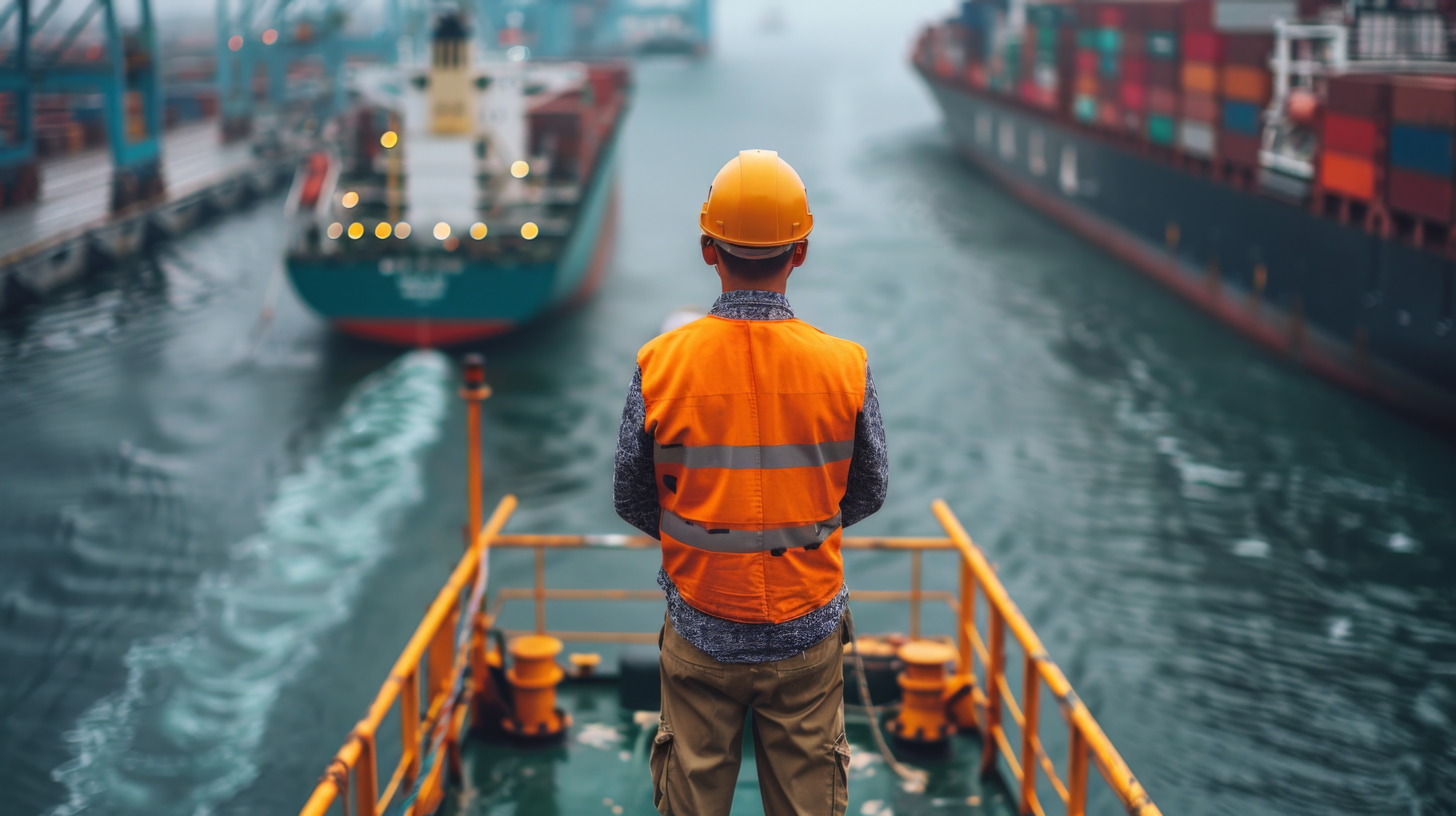 A,Worker,In,An,Orange,Vest,And,Hard,Hat,Stands