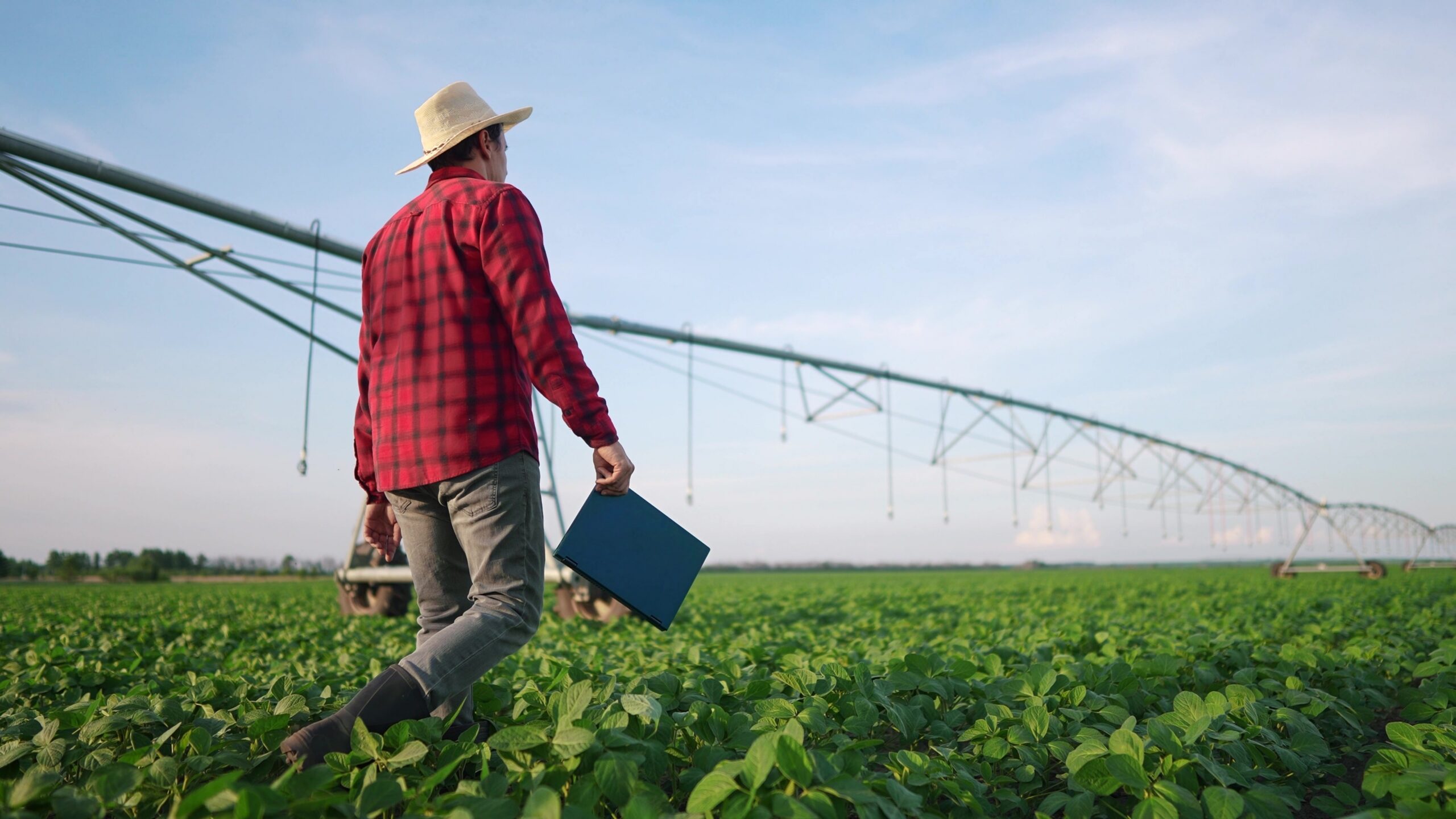 Farmer,Goes,To,The,Field,To,Haest,Soybeans,On,His