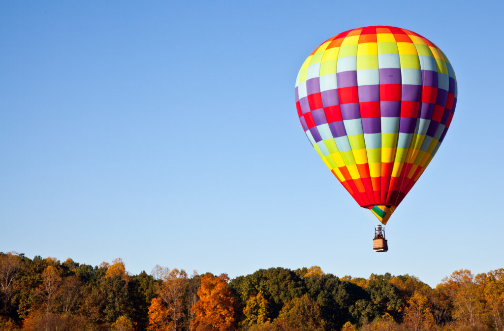 Hot air balloons in the sky during the Carolina Balloon Festival in Statesville, North Carolina