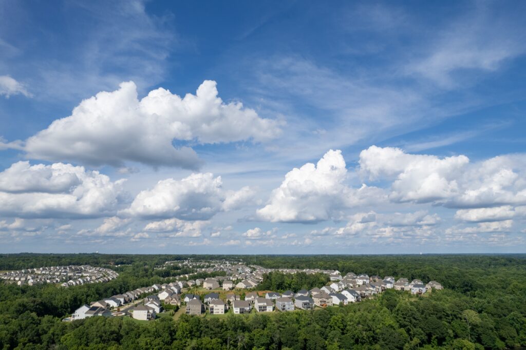 Overhead view of community in Fort Mill, South Carolina