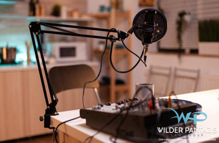 Podcast equipment on desk