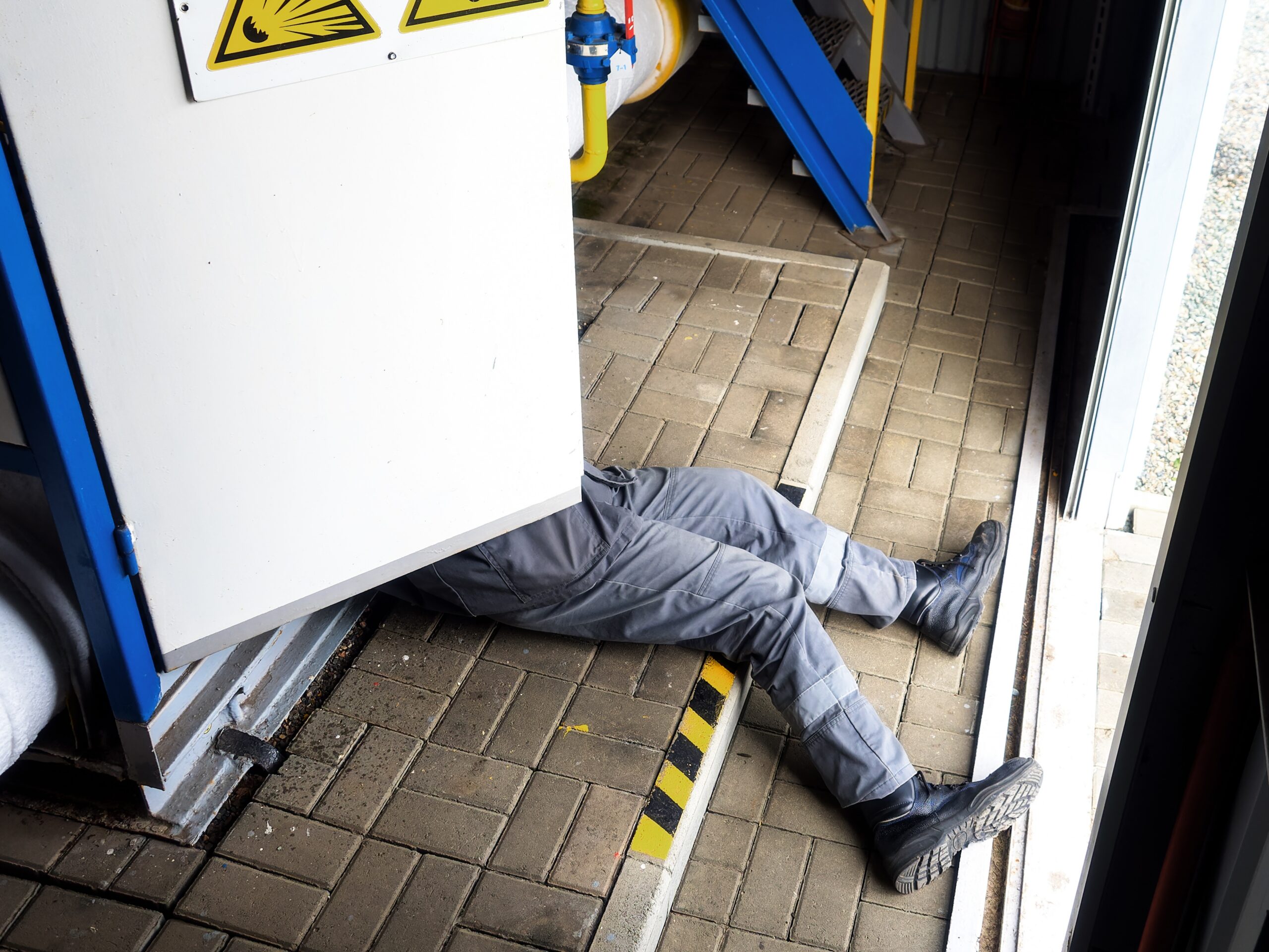 Accident.,Electric,Shock,To,Person.,Out,Of,Electric,Panel,Stick
