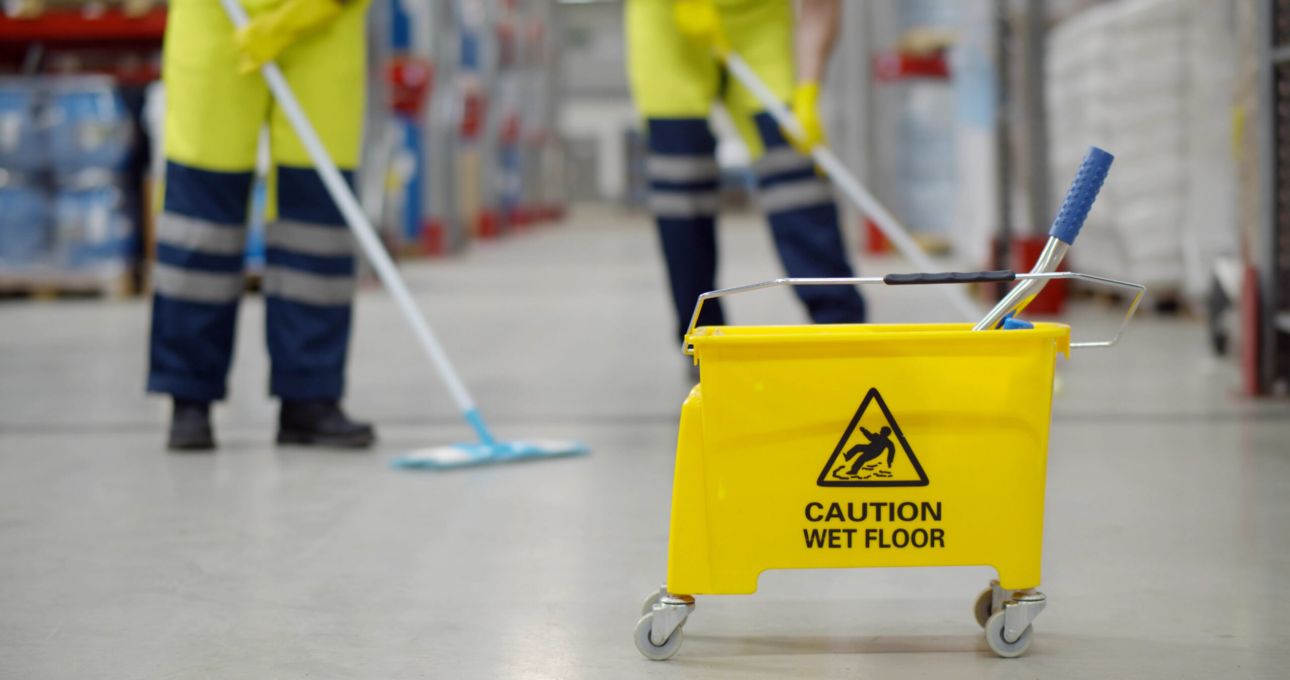 Cropped,Shot,Of,Worker,Swearing,Safety,Overall,Holding,Mop,Cleaning
