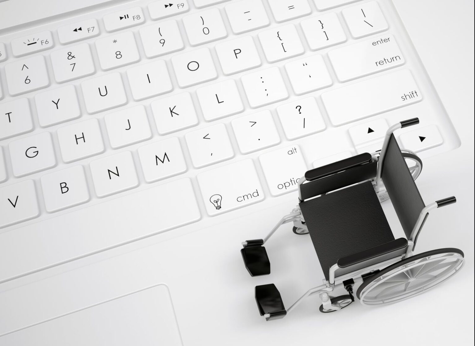 Keyboard with a small wheelchair illusion on it