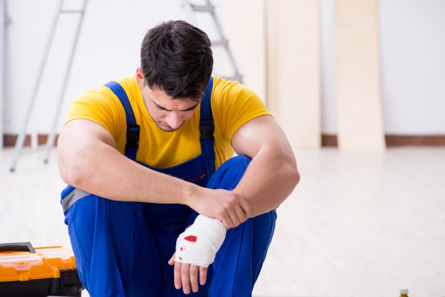 Man with an injury that seems sad